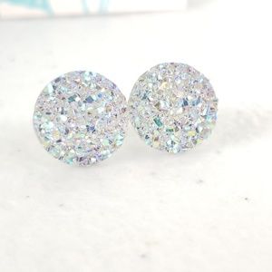 Iridescent Acrylic Druzy Stud Earrings